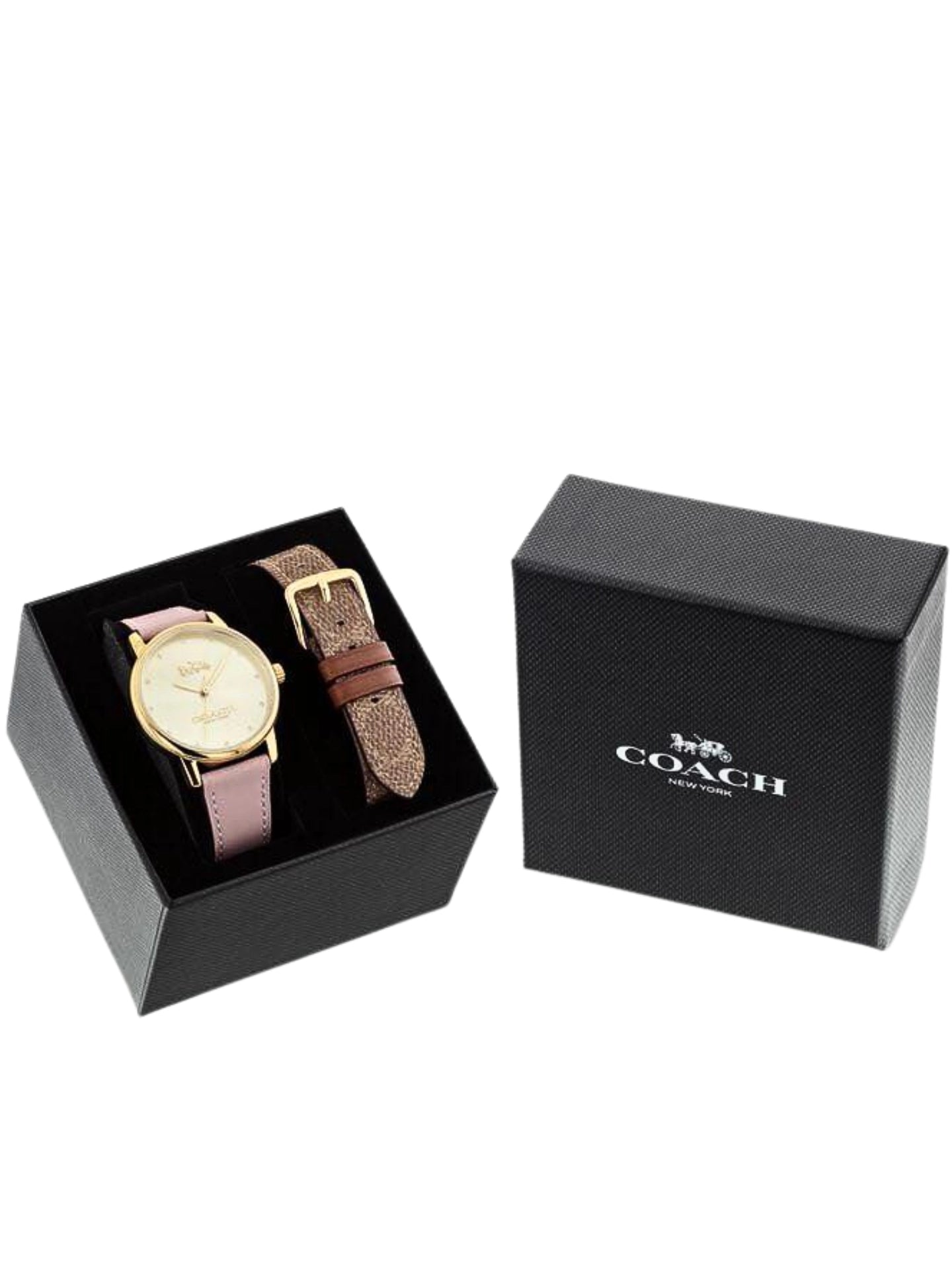 Coach Grand Double Strap Watch Pink Tan