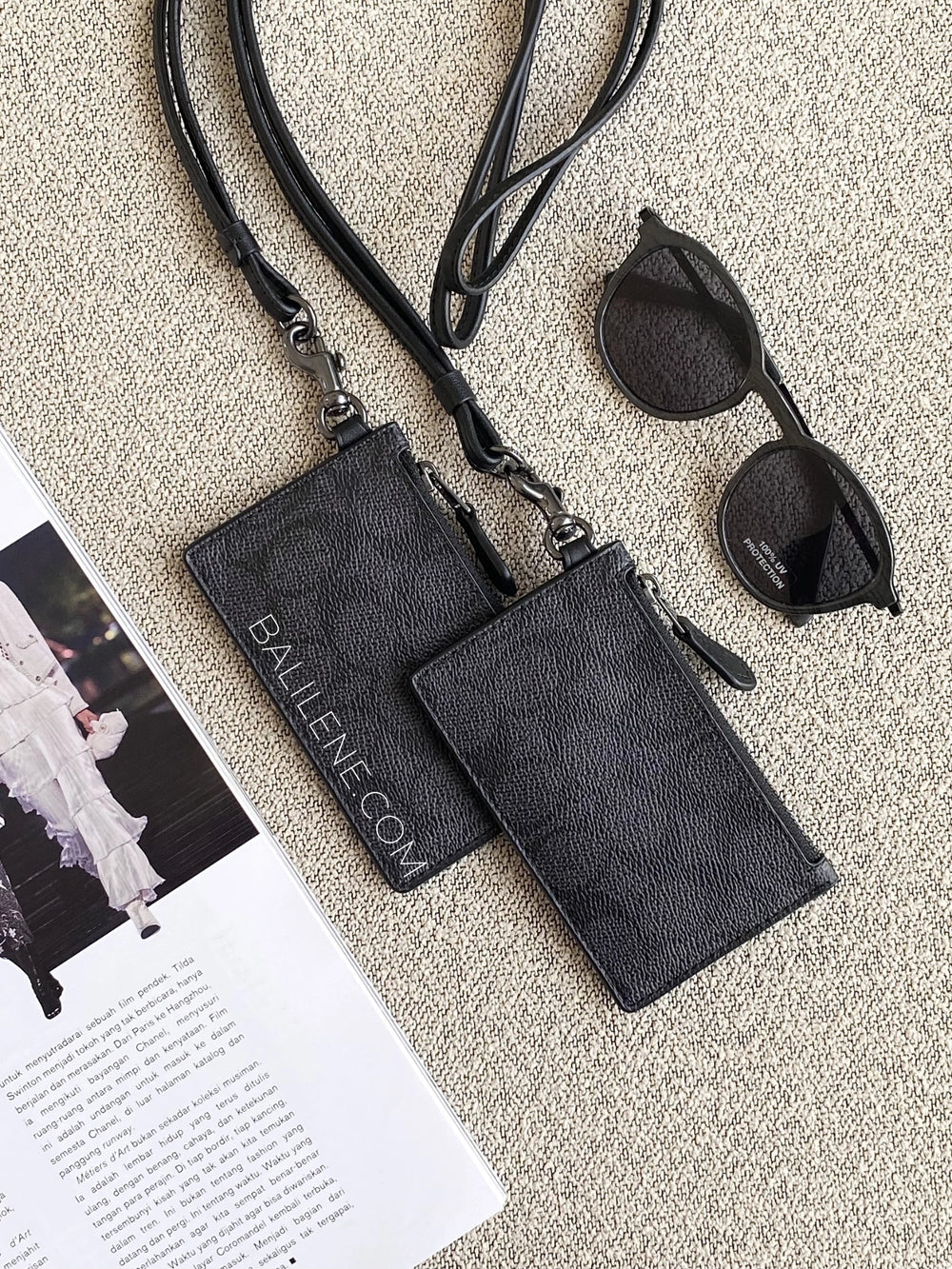 gambar-Coach-Zip-Lanyard-Card-Case-In-Signature-Canvas-Charcoal-Black-balilene