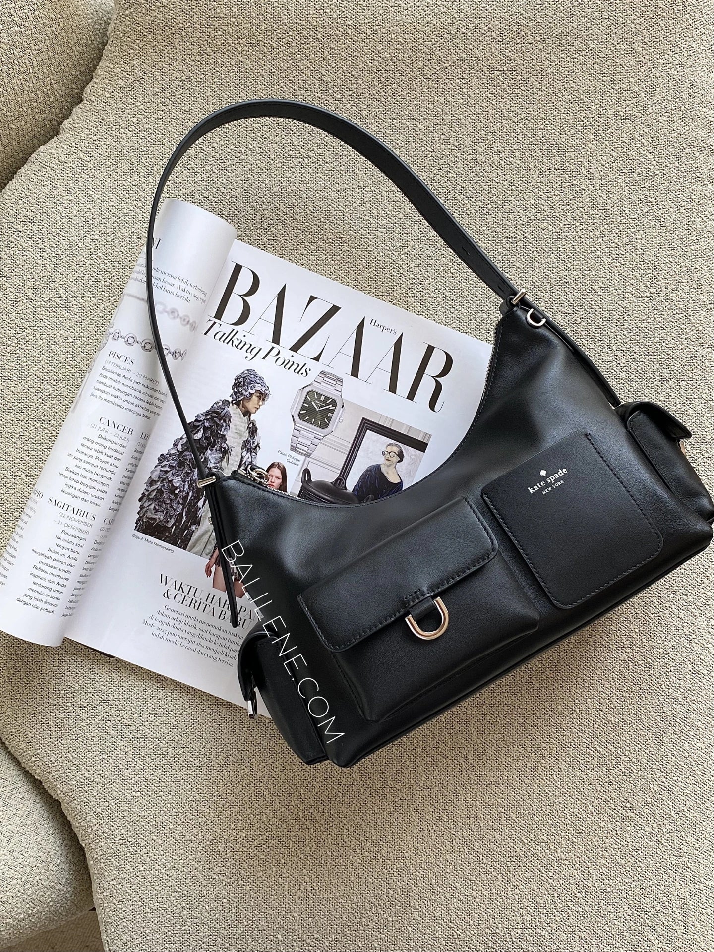 gambar-Kate-Spade-Cargo-Leather-Shoulder-Bag-Black-balilene