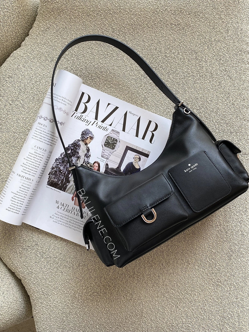 gambar-Kate-Spade-Cargo-Leather-Shoulder-Bag-Black-balilene