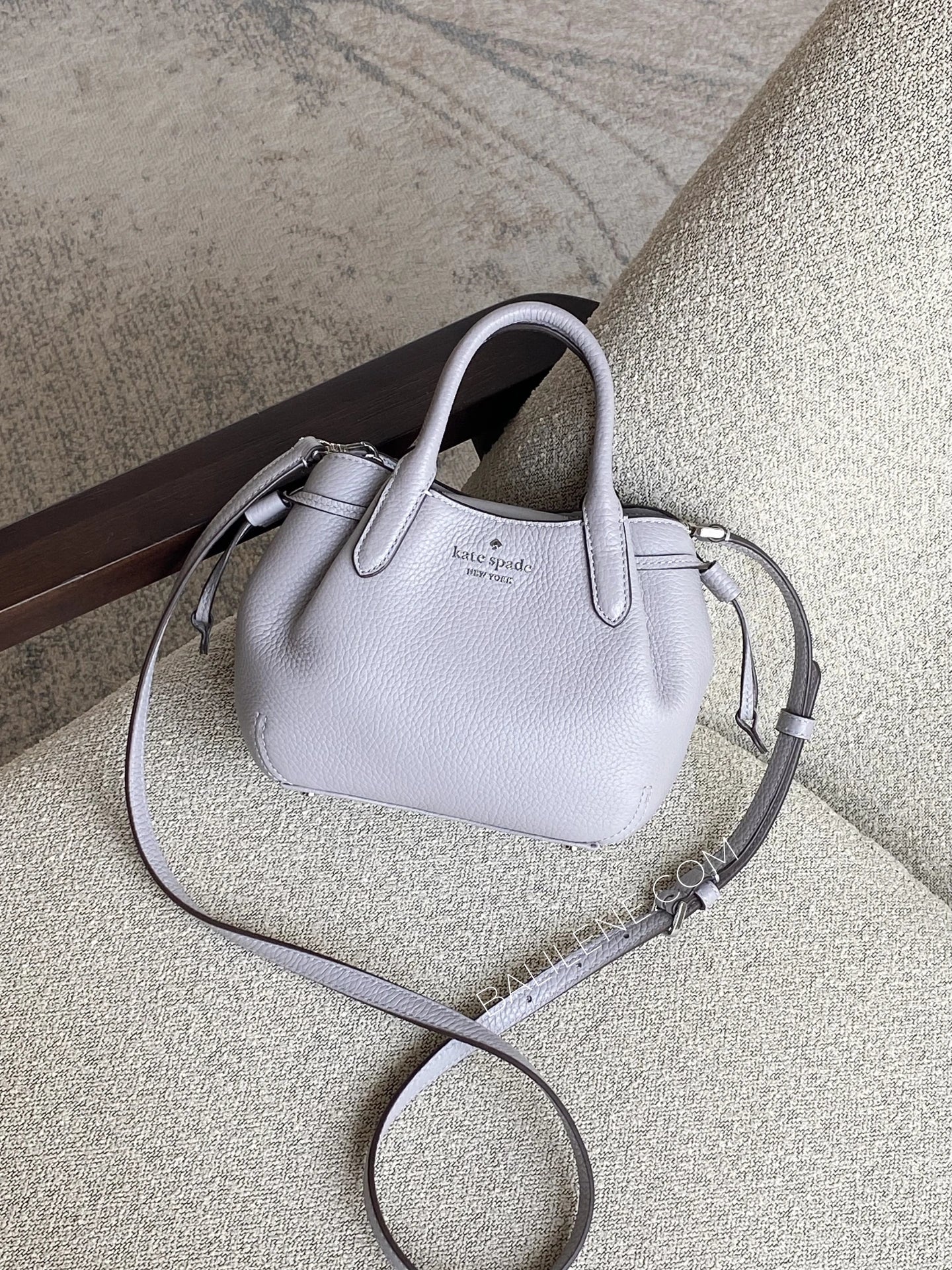 gambar-Kate-Spade-Dumpling-Pebbled-Leather-Mini-Triple-Compartment-Satchel-Grey-balilene