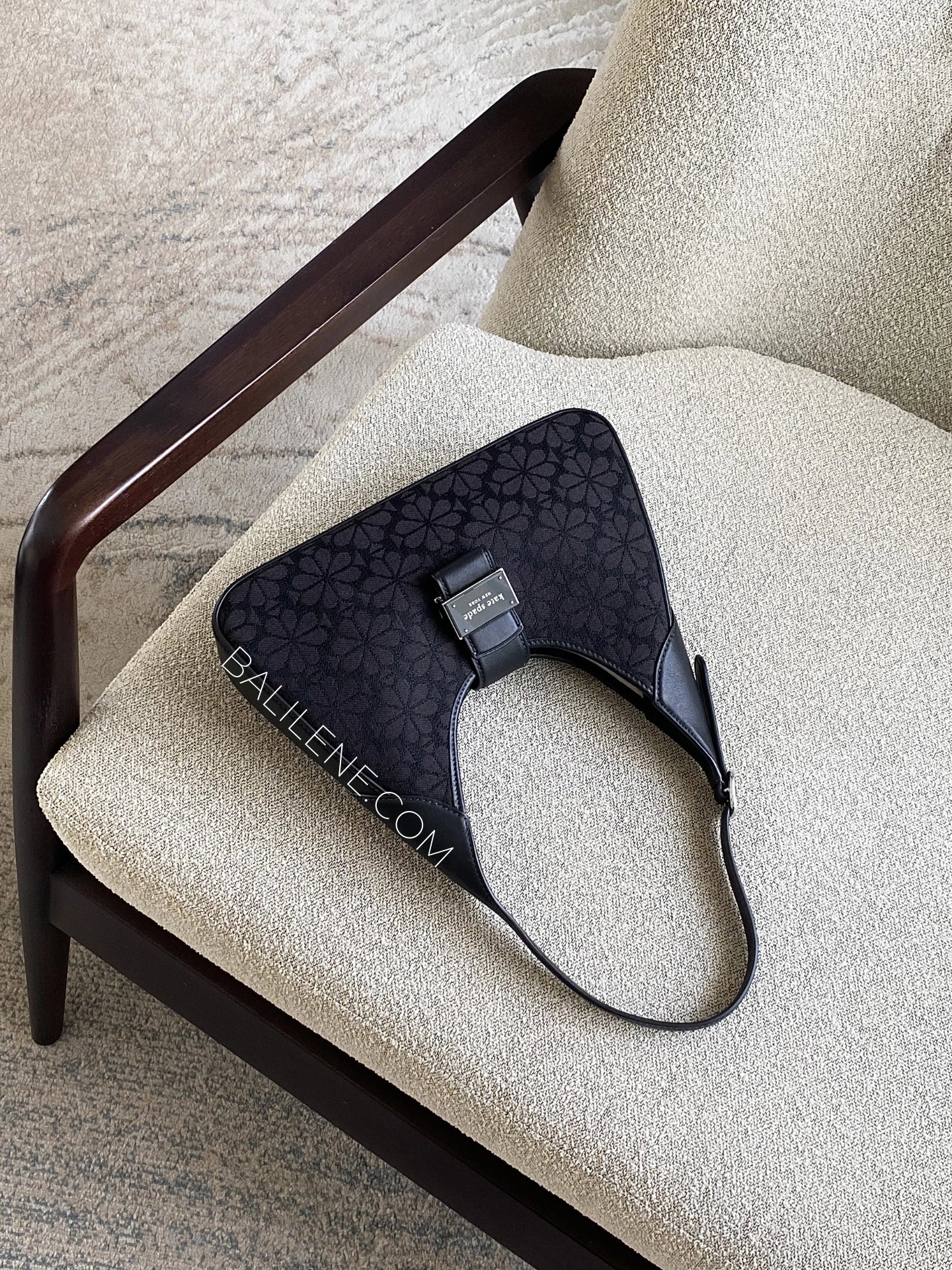 gambar-Kate-Spade-Flower-Jacquard-Nouveau-Small-Shoulder-Bag-Black-Multi-balilene