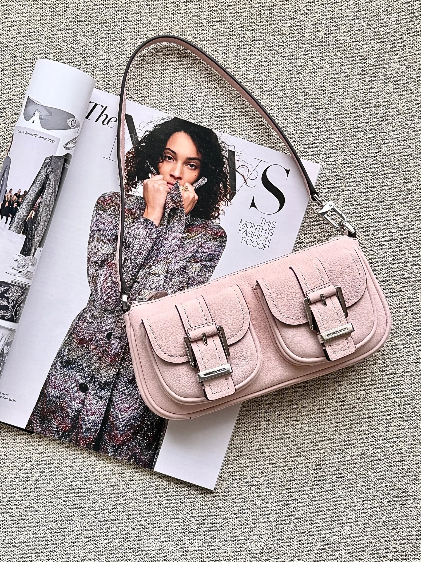 gambar-Michael-Kors-Zoe-Small-Nubuck-Convertible-Pochette-Smokey-Rose-balilene