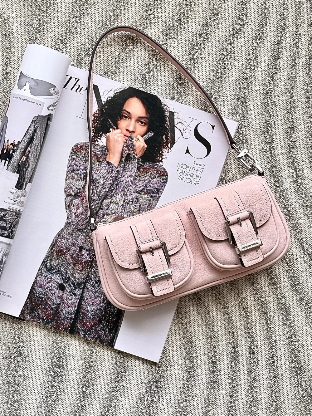 gambar-Michael-Kors-Zoe-Small-Nubuck-Convertible-Pochette-Smokey-Rose-balilene