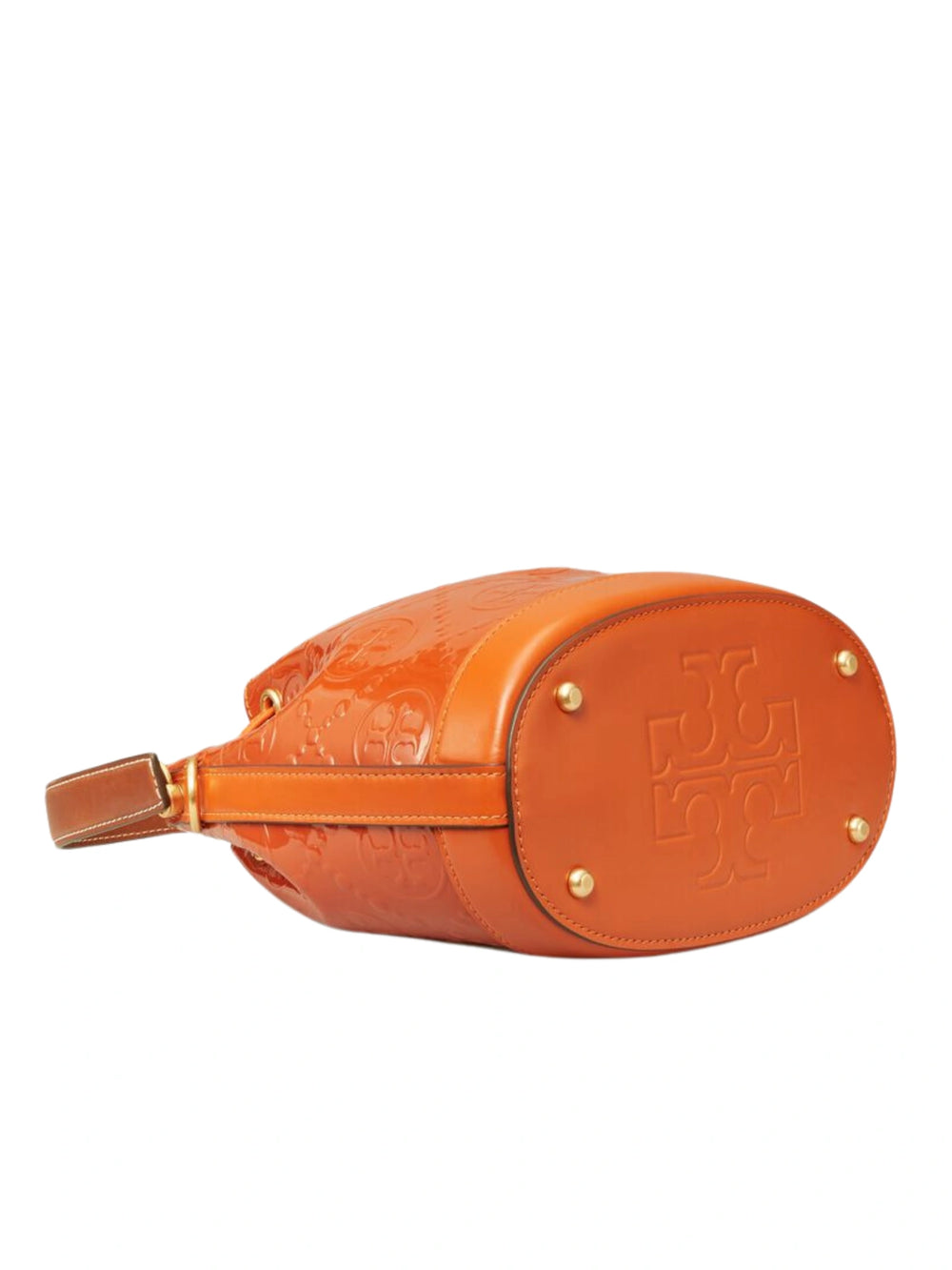 gambar-bawah-Tory-Burch-T-Monogram-Patent-Embossed-Bucket-Bag-Spring-Spice