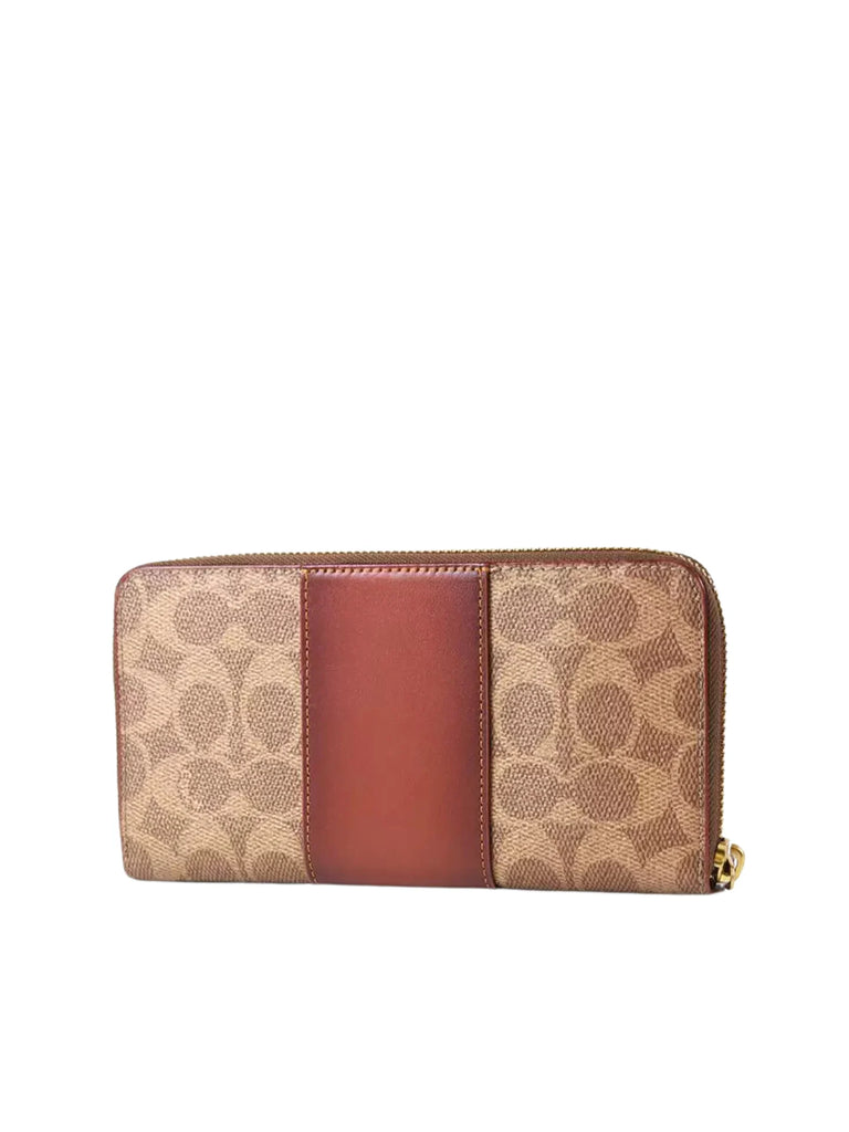 Coach Accordion Zip Wallet In Colorblock Signature Canvas Tan Rust Balilene
