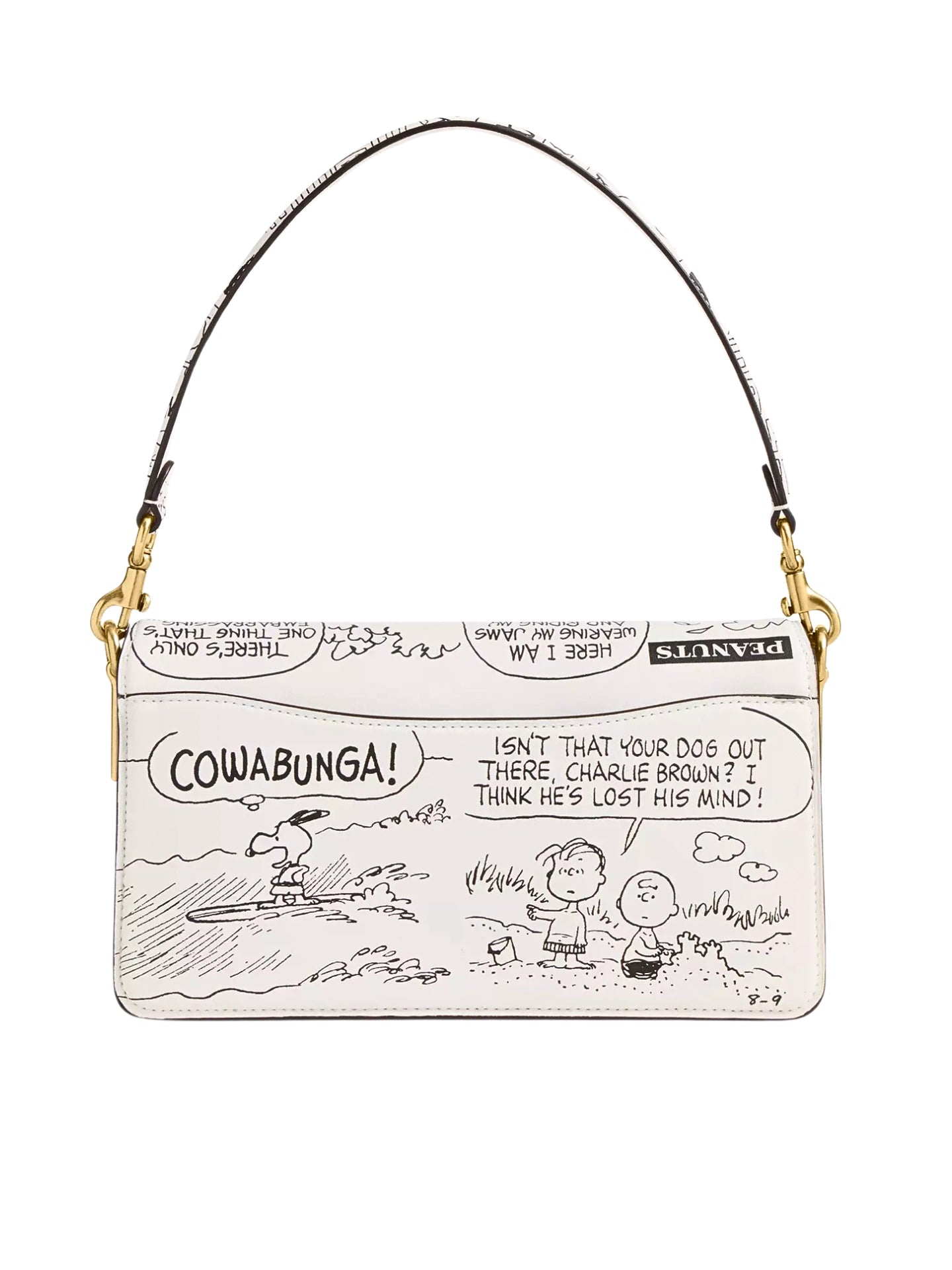 gambar-belakang-Coach-Coach-X-Peanuts-Tabby-Shoulder-Bag-26-With-Newspaper-Print-Chalk-Multi