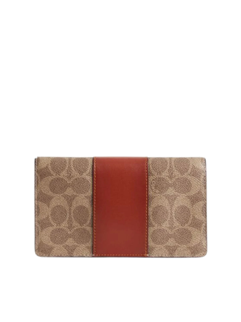 Coach Signature Coated Canvas Wallet On Chain Tan Rust Balilene