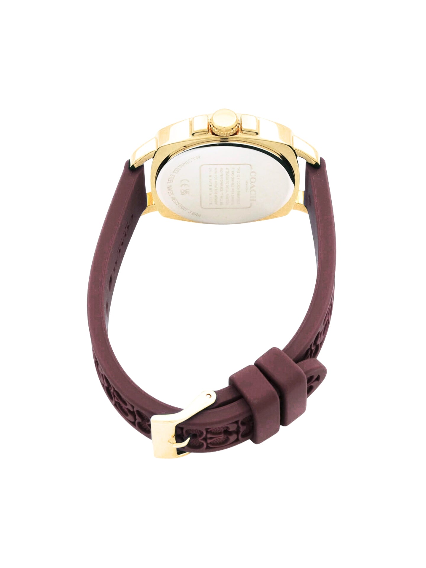 gambar-belakang-Coach-Signature-Embossed-Boyfriend-Rubber-Strap-Burgundy-Gold-Dial-14504178