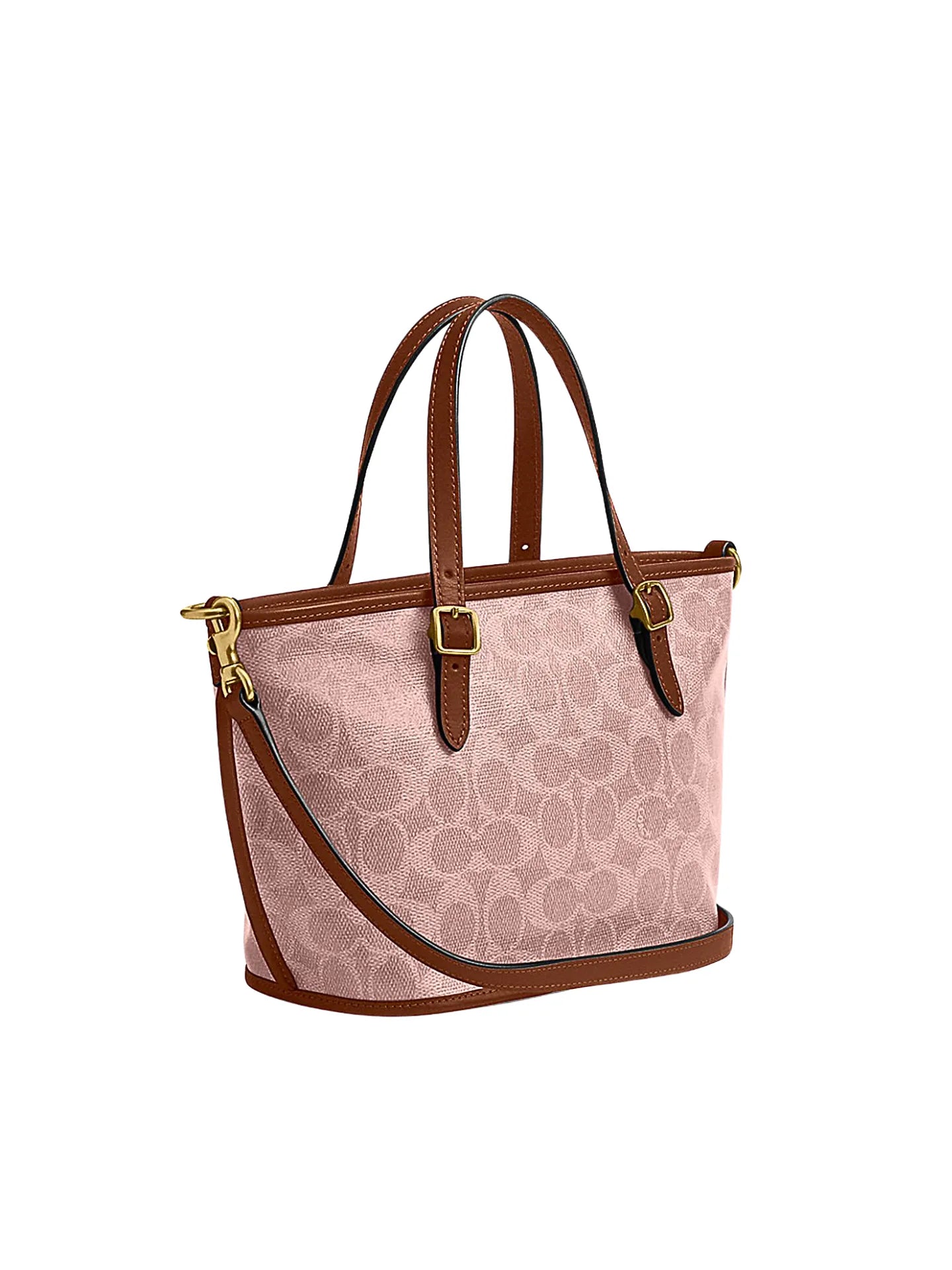 Coach Taxi Tote Bag 21 In Signature Canvas Pink Sable