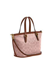 Coach Taxi Tote Bag 21 In Signature Canvas Pink Sable