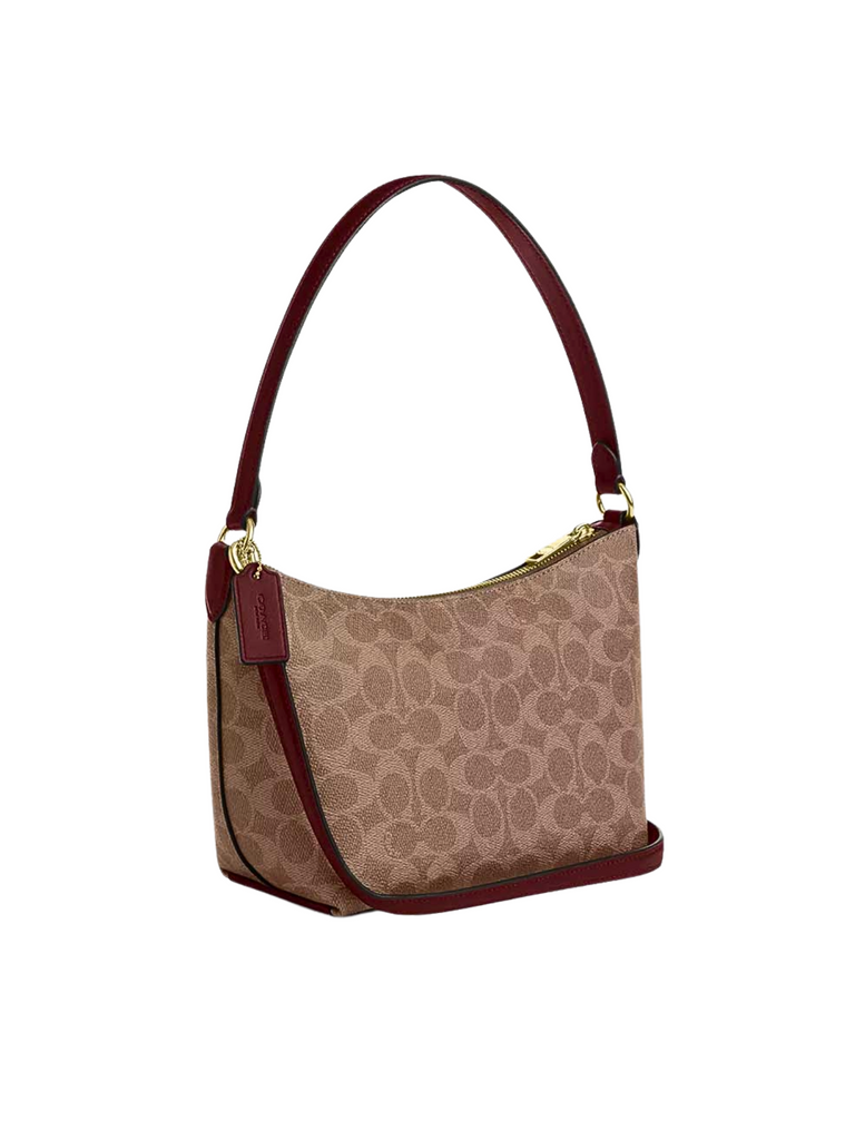 gambar-belakang-Coach-Zip-Top-Shoulder-Bag-In-Signature-Canvas-With-Horse-And-Carriage-Print-Tan-Black-Cherry