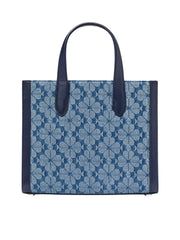 Kate Spade Flower Jacquard Denim Manhattan Small Tote Parisian Navy