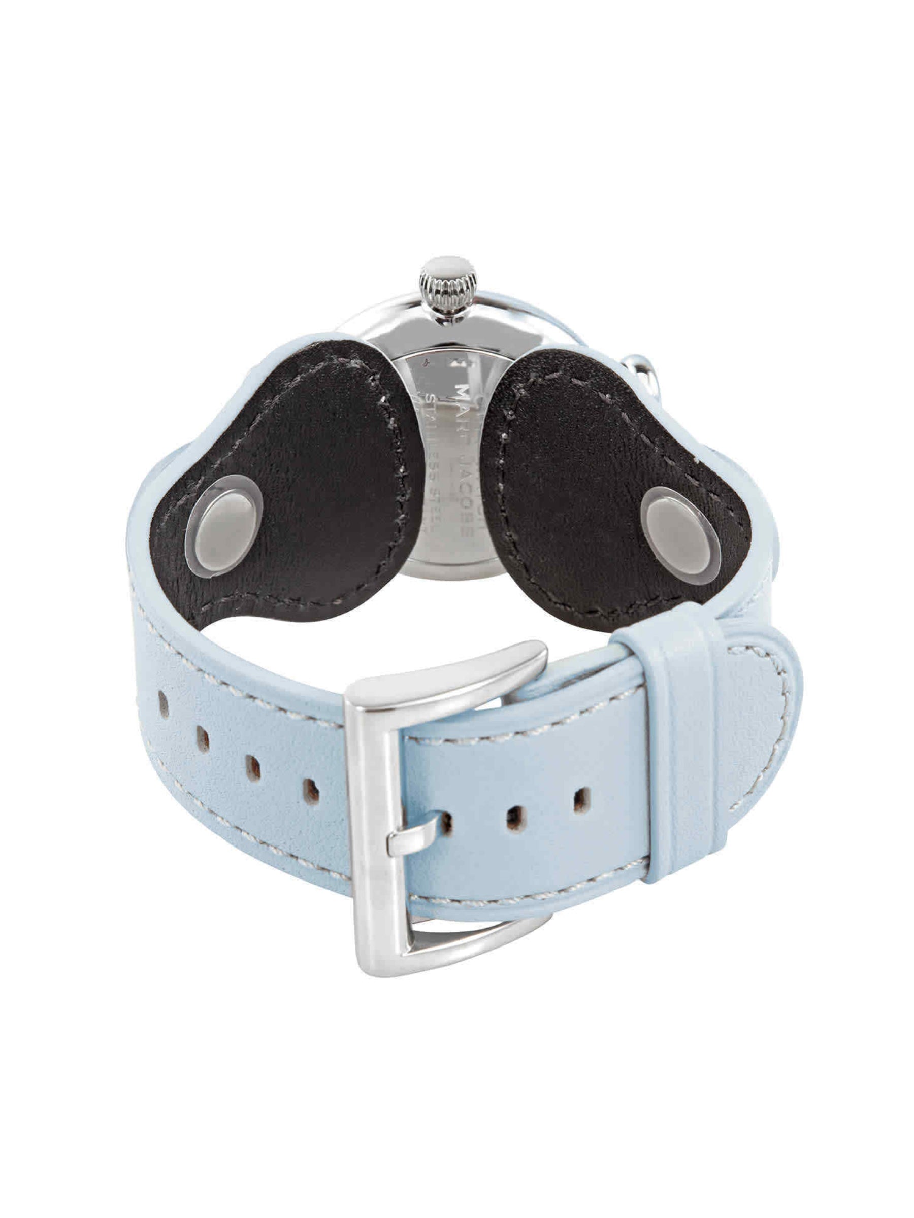 gambar-belakang-Marc -Jacobs -The- Cuff -White -Dial- Leather -Strap- Watch- Light- Blue / Silver