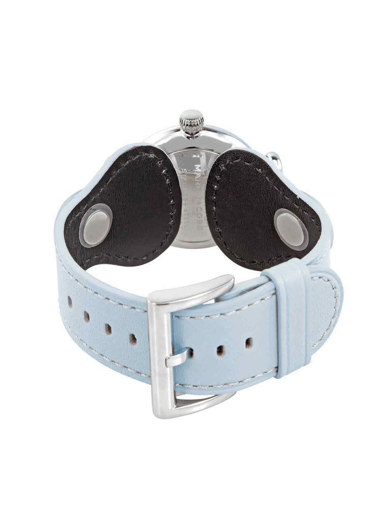 gambar-belakang-Marc -Jacobs -The- Cuff -White -Dial- Leather -Strap- Watch- Light- Blue / Silver