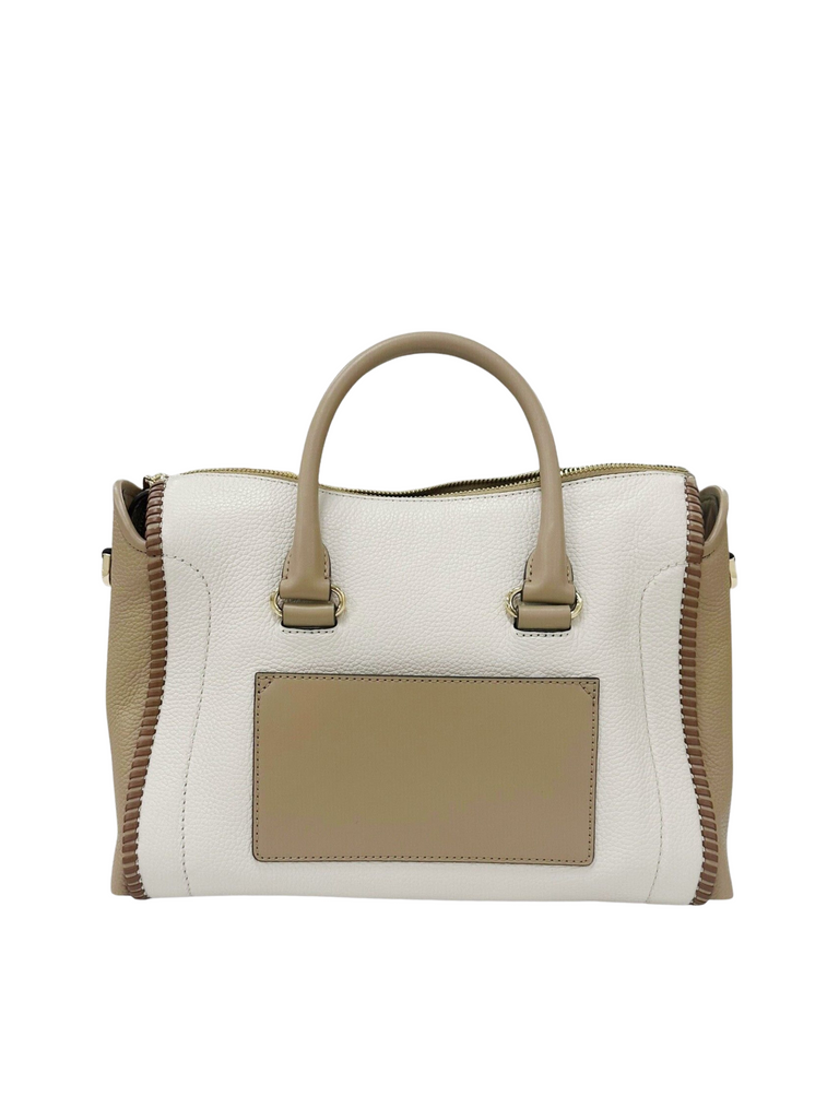 Michael Kors Carine Large Top Zip Satchel Crossbody Light Cream