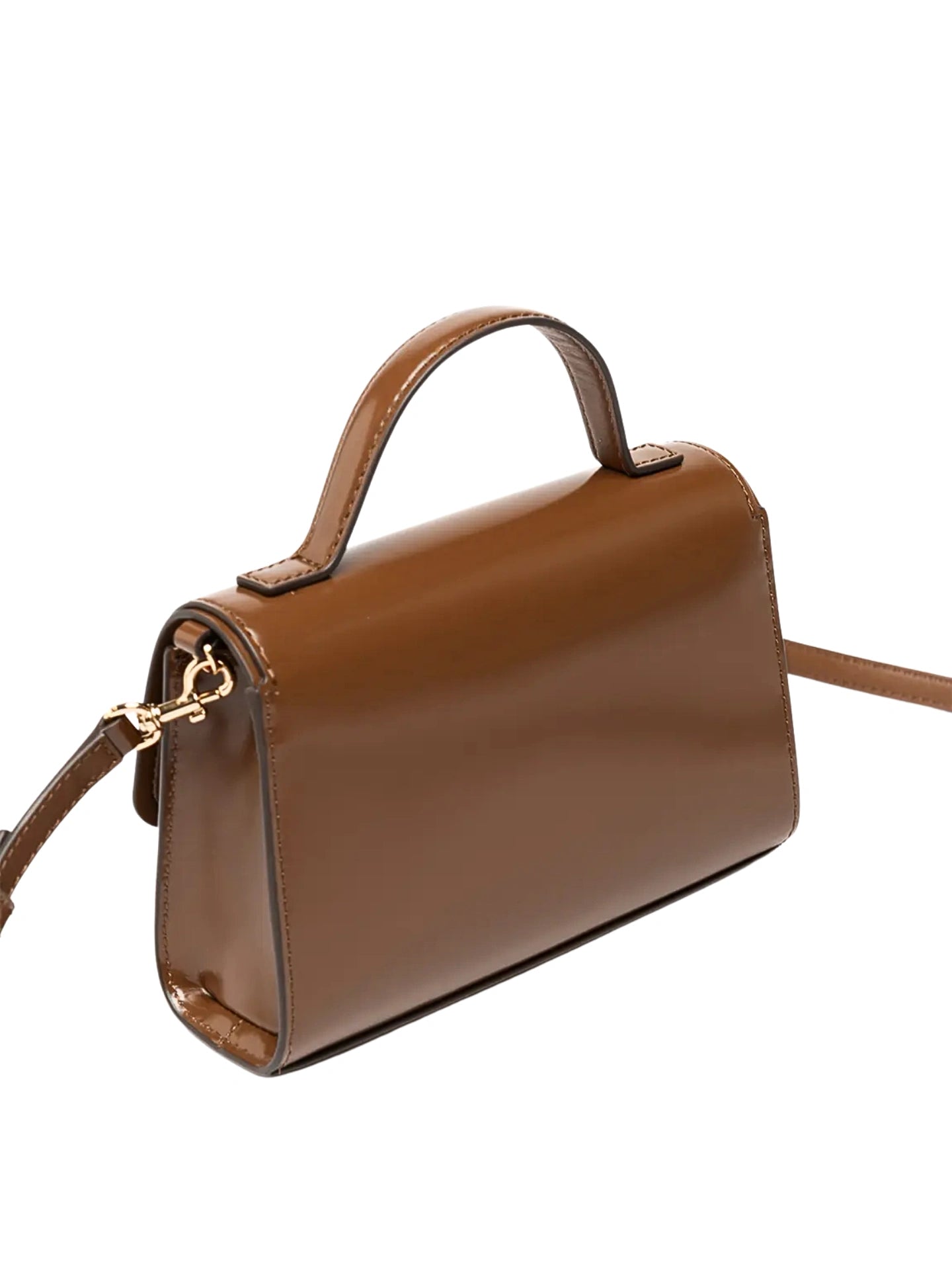 Tory Burch Emerson Patent Leather Mini Top-Handle Bag Rich Walnut