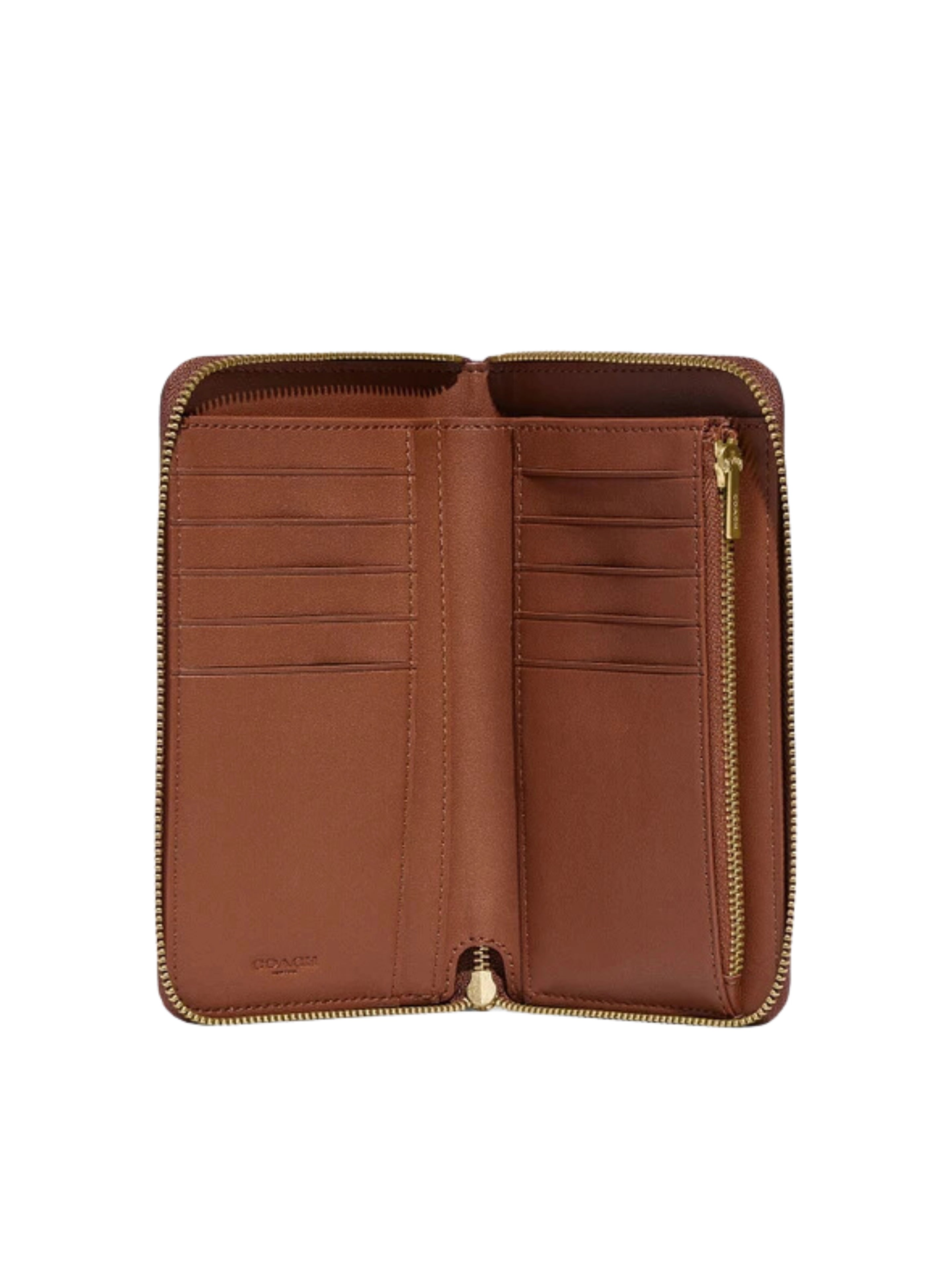 Coach Accordion Medium Zip Wallet Saddel