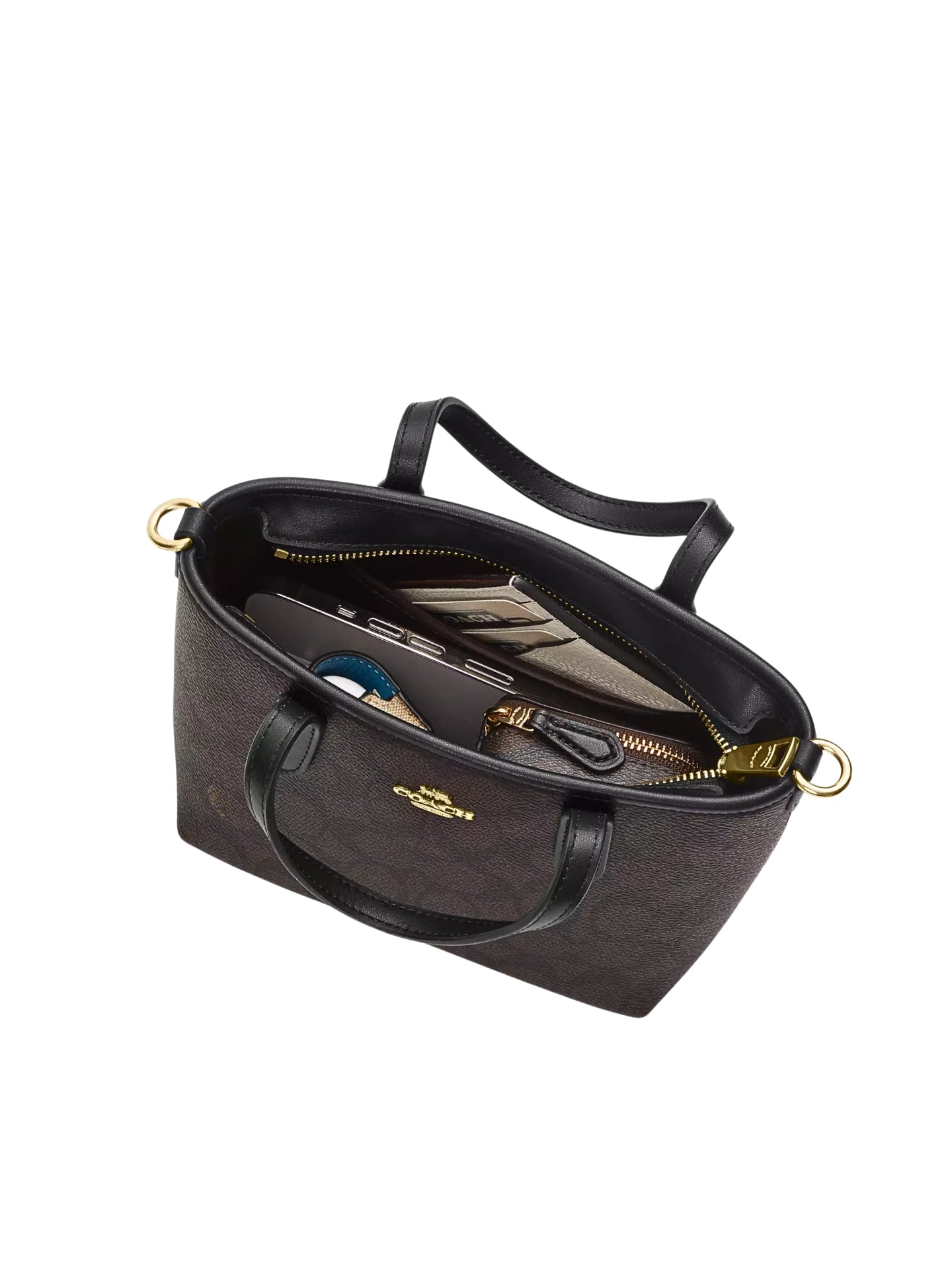 gambar-dalam-Coach-City-Mini-Tote-Bag-In-Signature-Canvas-Walnut-Black