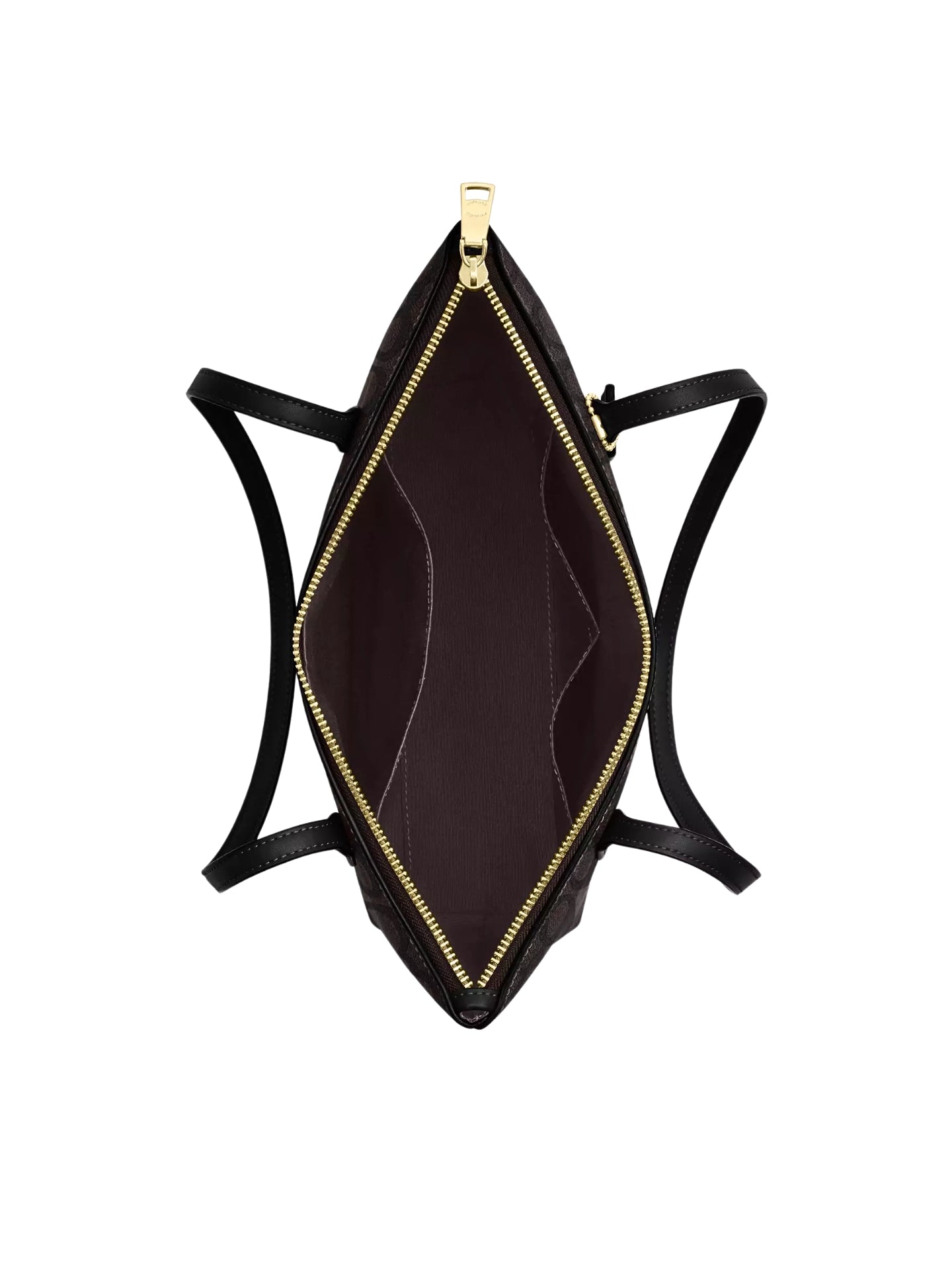 gambar-dalam-Coach-Fiona-Zip-Tote-Bag-In-Signature-Canvas-Walnut-Black