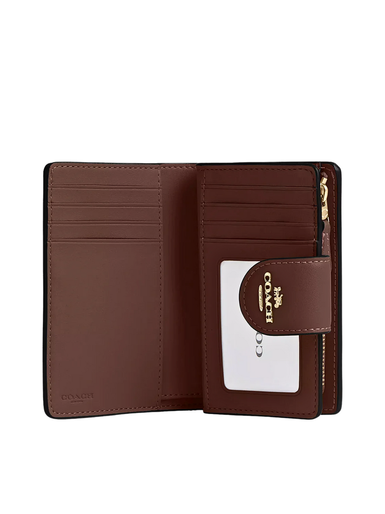 gambar-dalam-Coach-Medium-Corner-Zip-Wallet-In-Signature-Canvas-Tan-Brown
