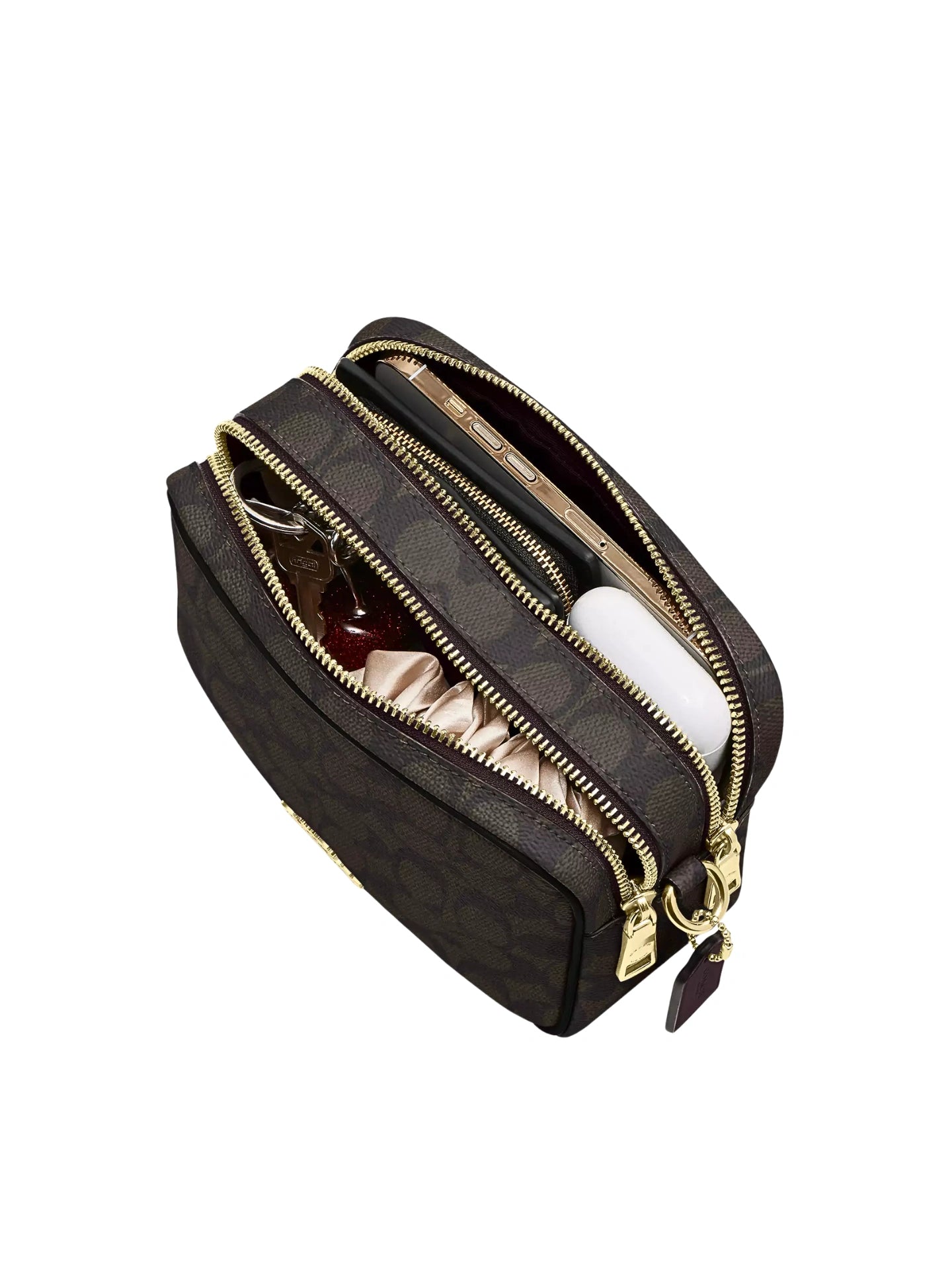 gambar-dalam-Coach-Mini-Carey-Crossbody-Bag-In-Signature-Canvas-Walnut-Black