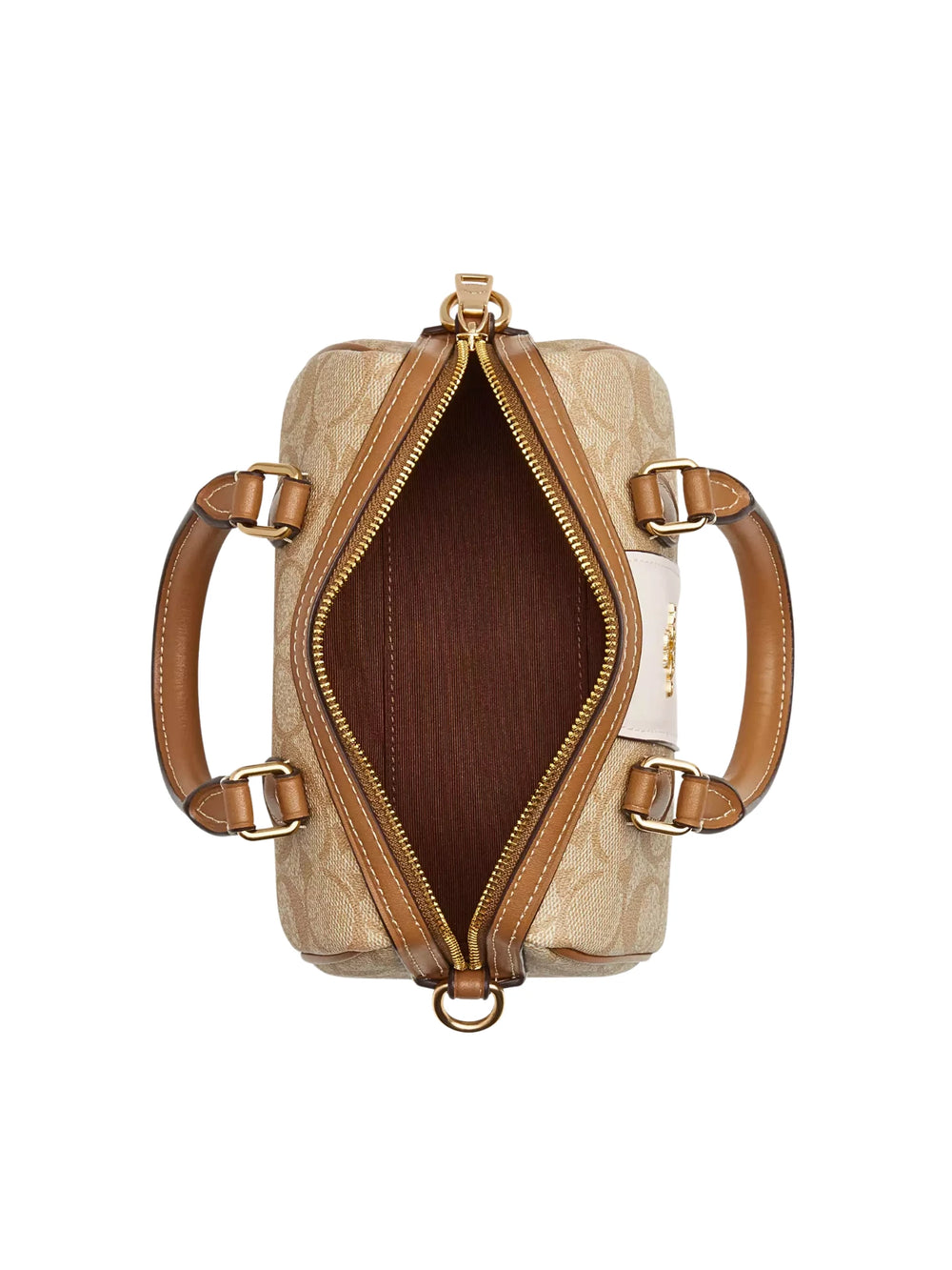 gambar-dalam-Coach-Mini-Rowan-Crossbody-In-Signature-Canvas-With-Stripe-Light-Khaki-Chalk-Saddle