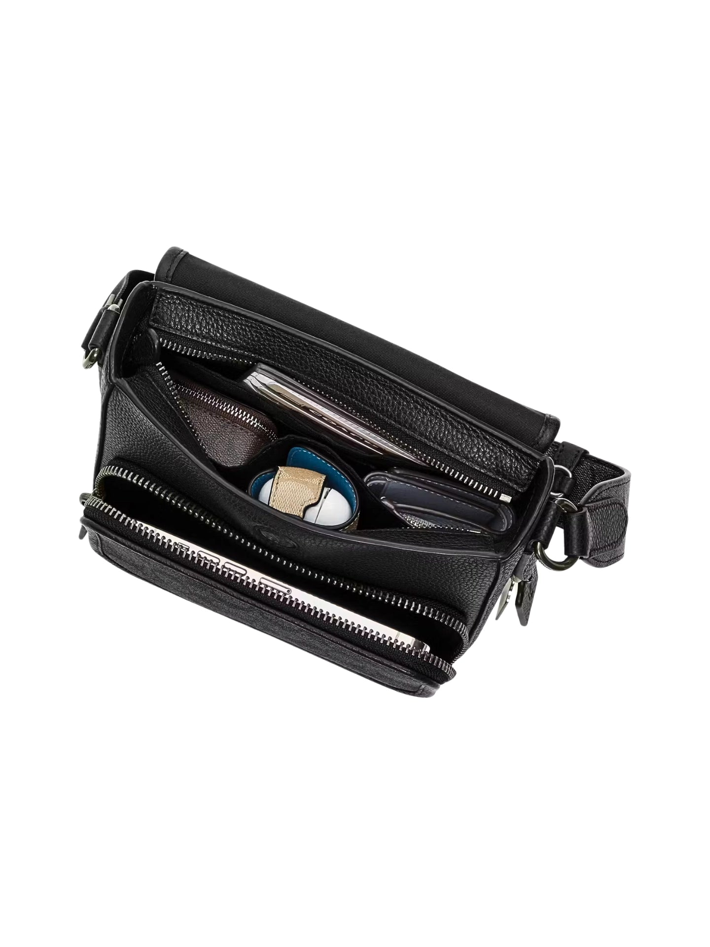 gambar-dalam-Coach-Sullivan-Flap-Crossbody-Bag-In-Signature-Canvas-Charcoal-Black