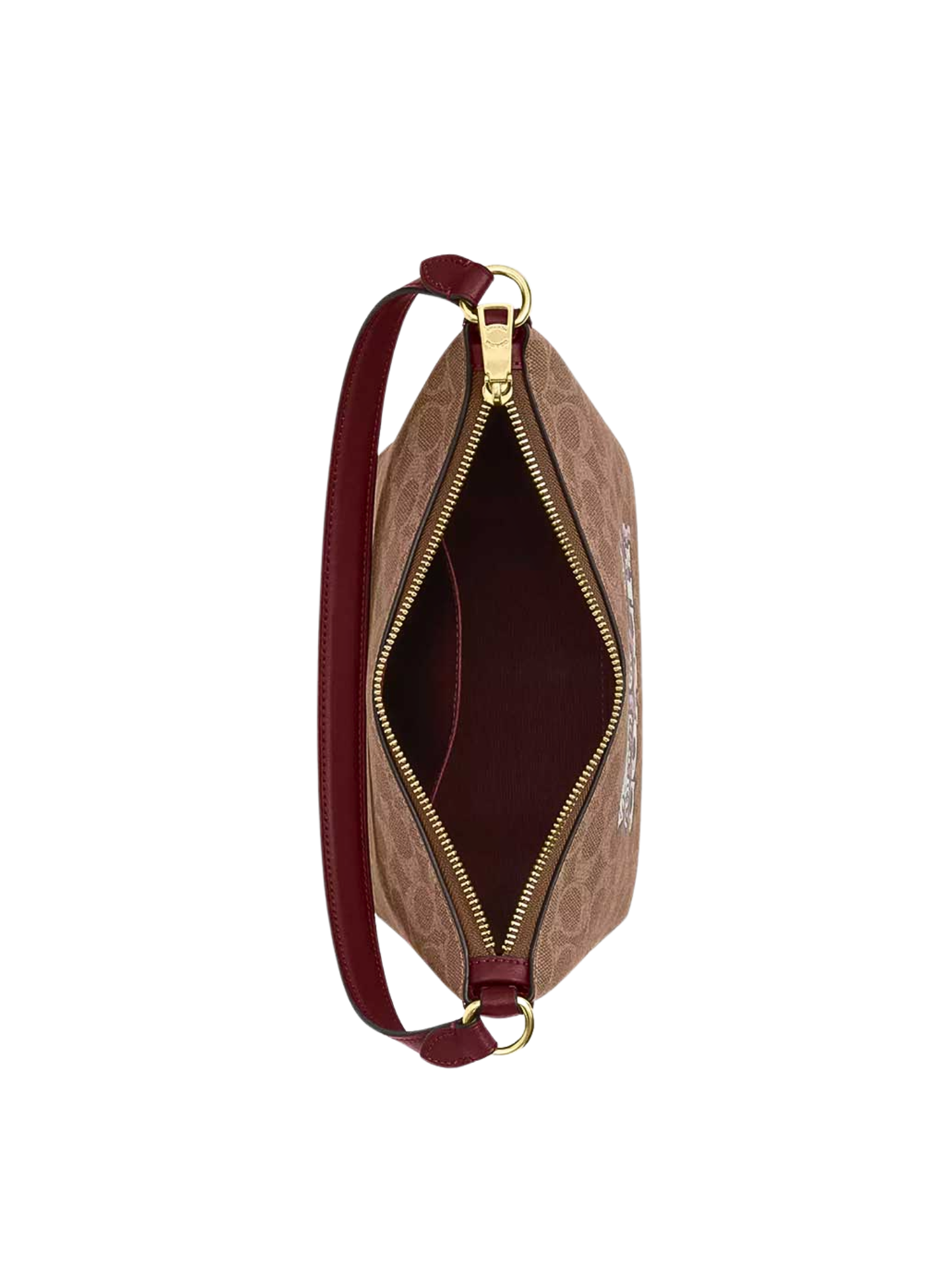 gambar-dalam-Coach-Zip-Top-Shoulder-Bag-In-Signature-Canvas-With-Horse-And-Carriage-Print-Tan-Black-Cherry