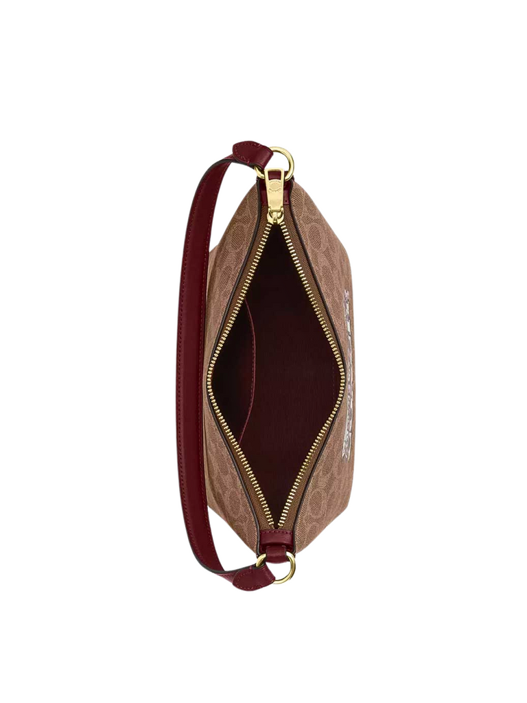 gambar-dalam-Coach-Zip-Top-Shoulder-Bag-In-Signature-Canvas-With-Horse-And-Carriage-Print-Tan-Black-Cherry