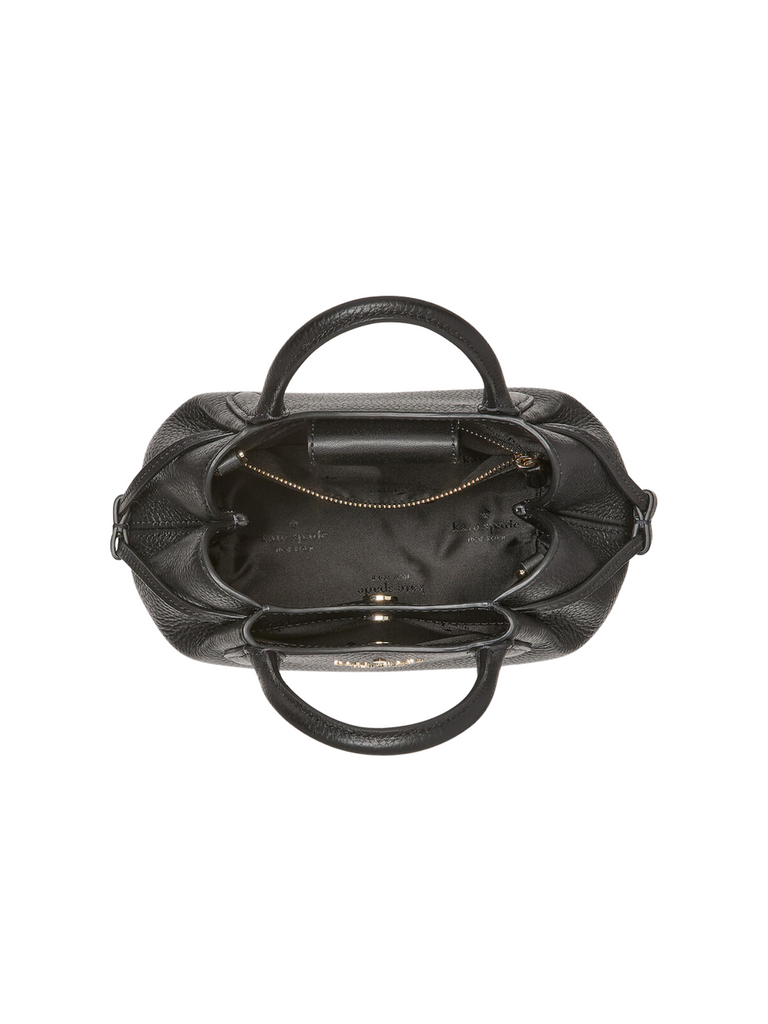 gambar-dalam-Kate-Spade-Dumpling-Pebbled-Leather-Mini-Triple-Compartment-Satchel-Black