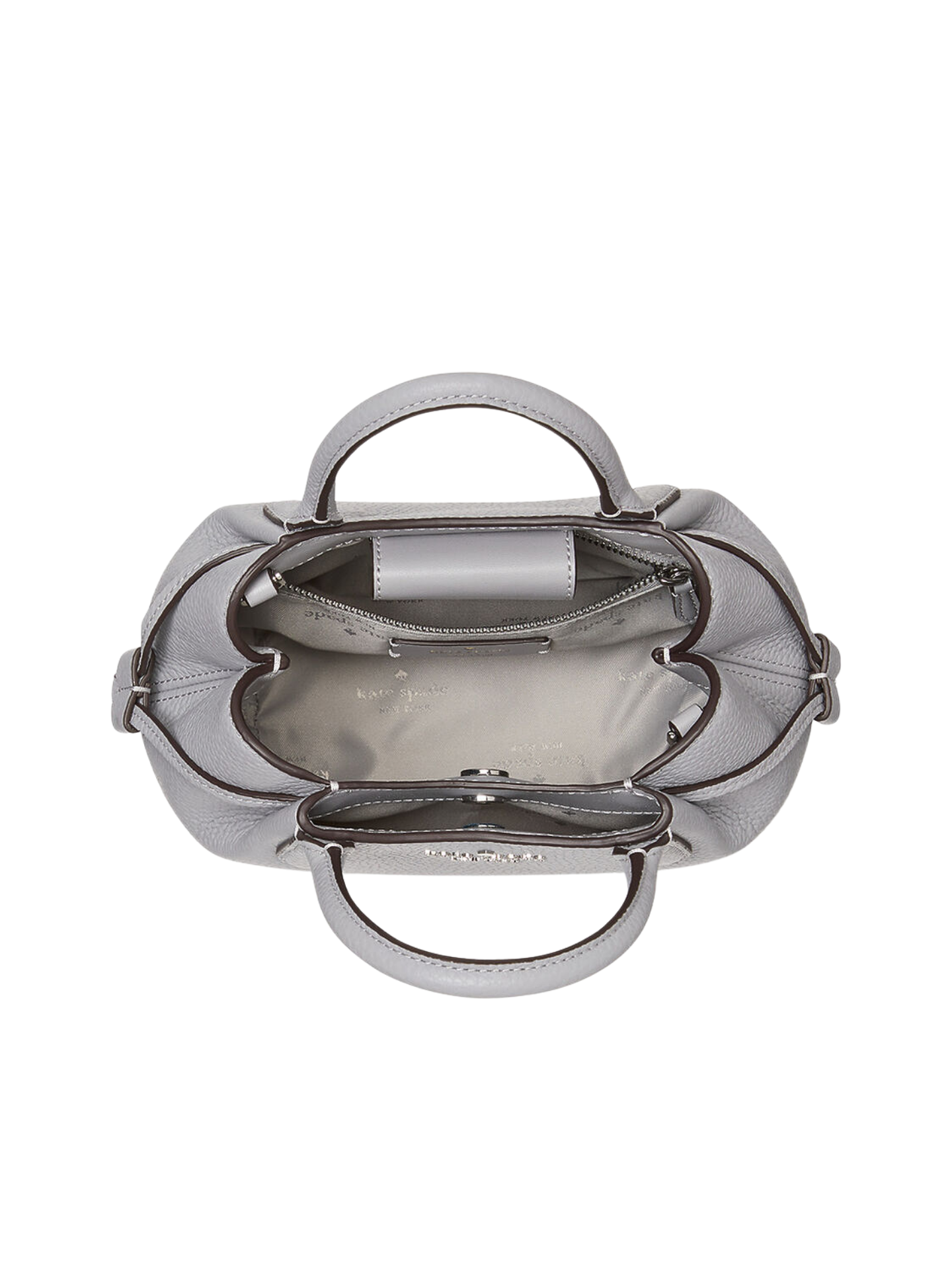 gambar-dalam-Kate-Spade-Dumpling-Pebbled-Leather-Mini-Triple-Compartment-Satchel-Grey