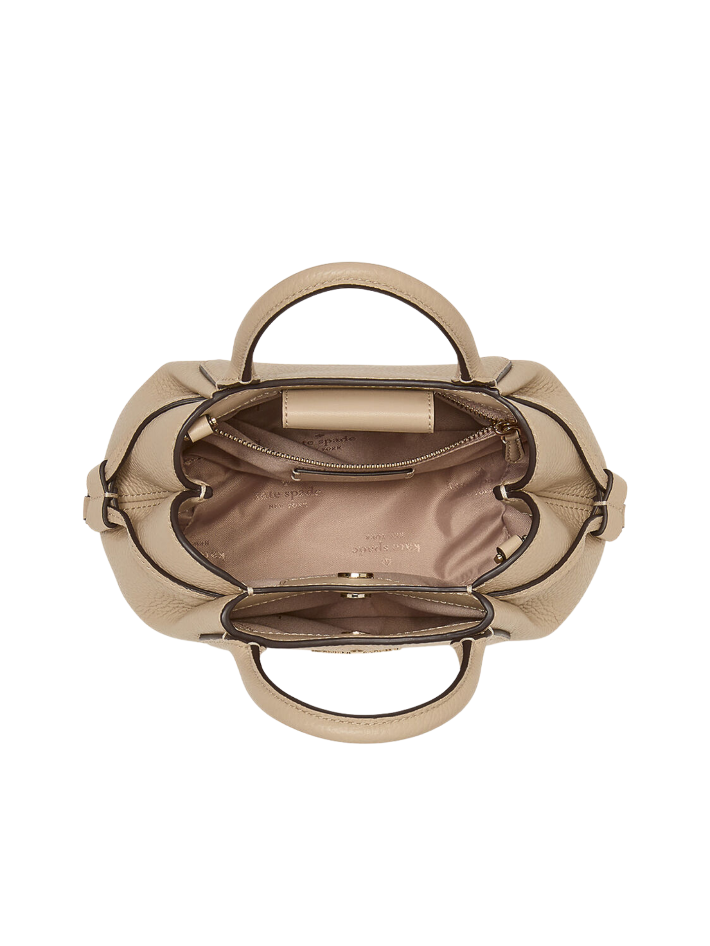 gambar-dalam-Kate-Spade-Dumpling-Pebbled-Leather-Mini-Triple-Compartment-Satchel-Light-Sand