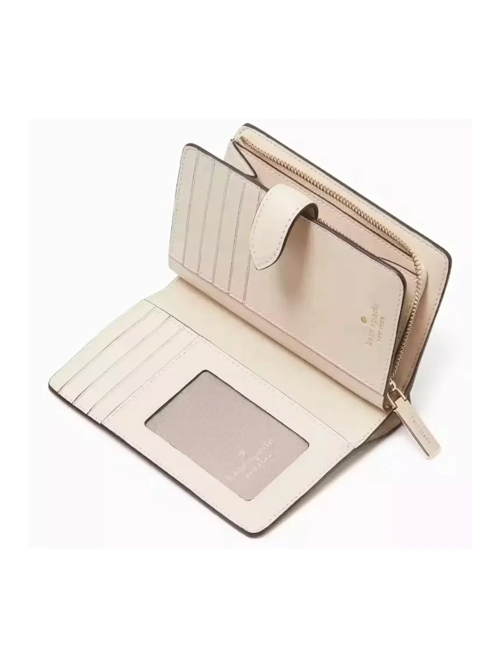 gambar-dalam-Kate-Spade-Flower-Medium-Compact-Bifold-Wallet-Dark-Beige