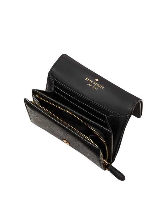 Kate Spade Kayla Pebbled Leather Small L-Zip Wallet Black