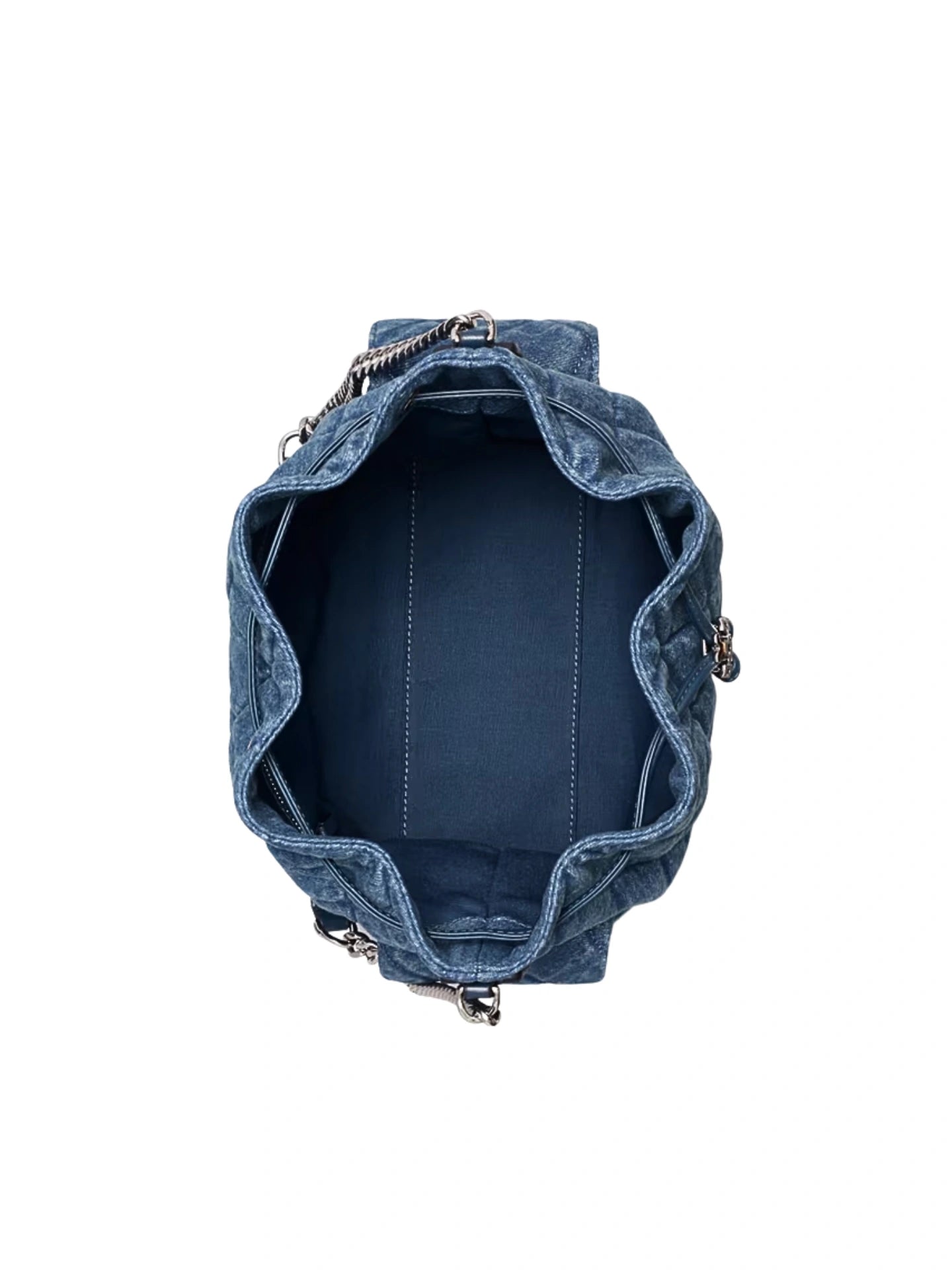 gambar-dalam-Tory-Burch-Charlie-Quilted-Denim-Drawstring-Shoulder-Bag-Blue