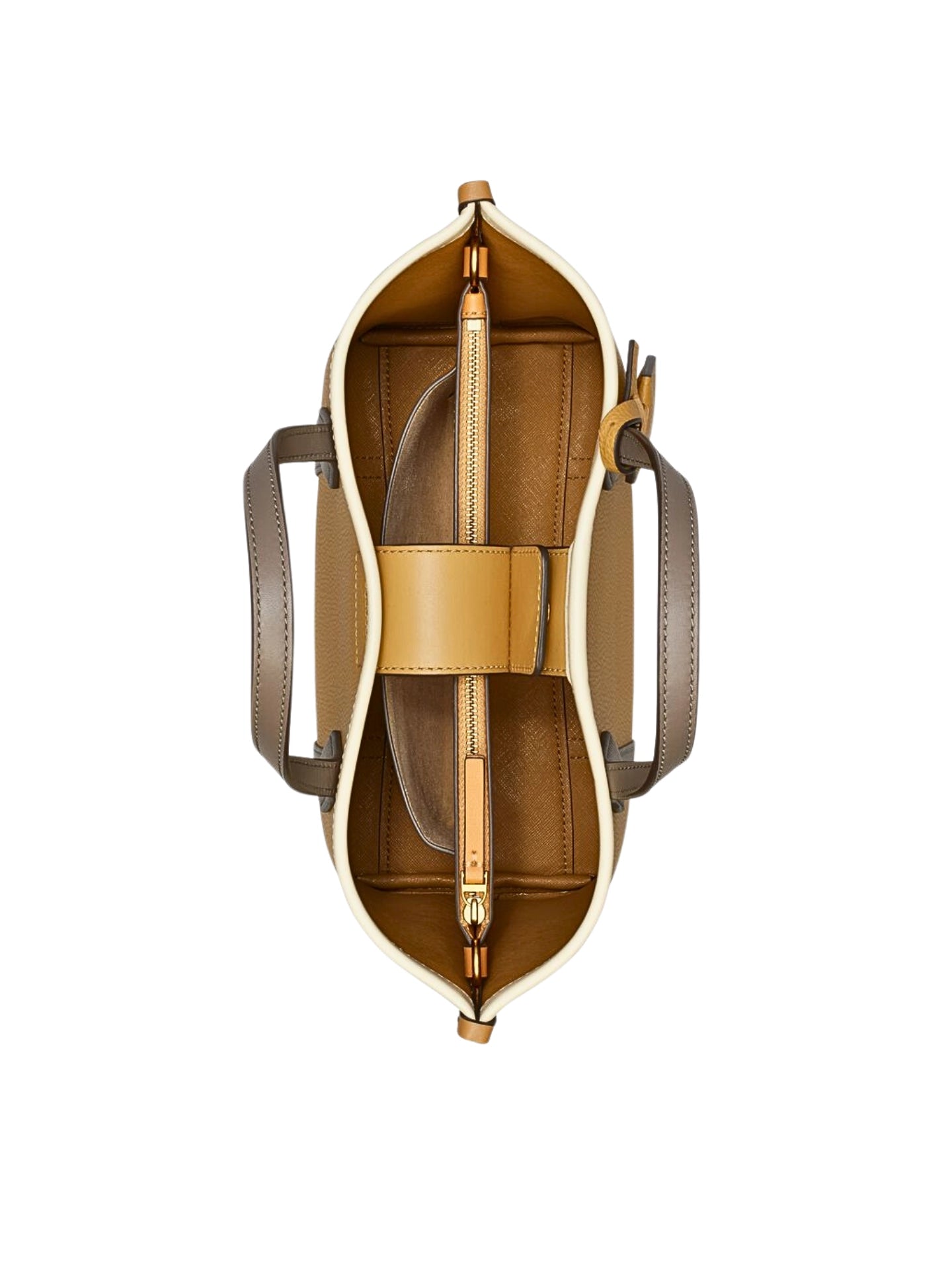 gambar-dalam-Tory-Burch-Perry-Small-Colorblock-Triple-Compartment-Tote-Ginger-Shortbread-Multi