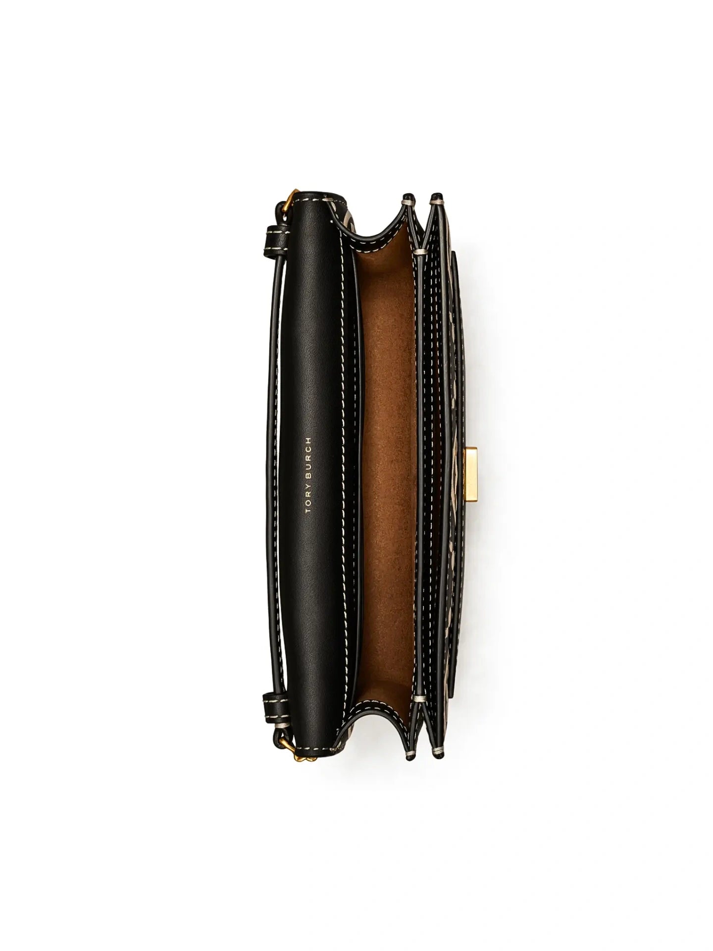 gambar-dalam-Tory-Burch-T-Monogram-Contrast-Embossed-Crossbody-Bag-Black-New-Cream