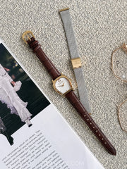 gambar-depan-Aigner-Campania-Set-White-Gold-Silver-Stailess-Steel-Dark-Brown-Leather-Womens-Watch-balilene
