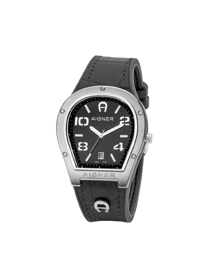 Aigner Roma Black Dial Leather Strap Watch Balilene