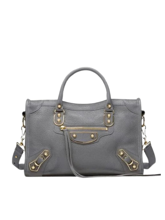 gambar-depan-Balenciaga-Metallic-Edge-Small-City-Grey-Gold-Hardware