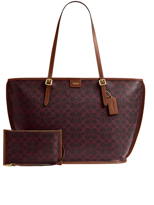 gambar-depan-Coach-Coach-Taxi-Tote-Bag-In-Signature-Canvas-Black-Currant-Sable