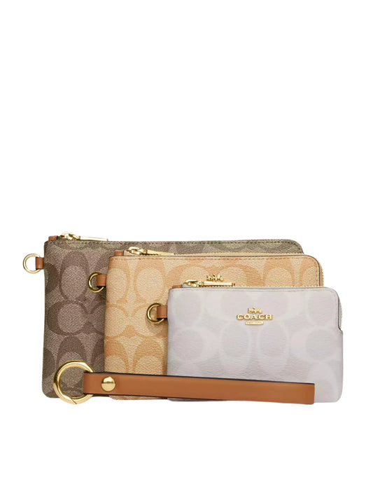 gambar-depan-Coach-Corner-Zip-Trio-In-Signature-Canvas-Khaki-Multi