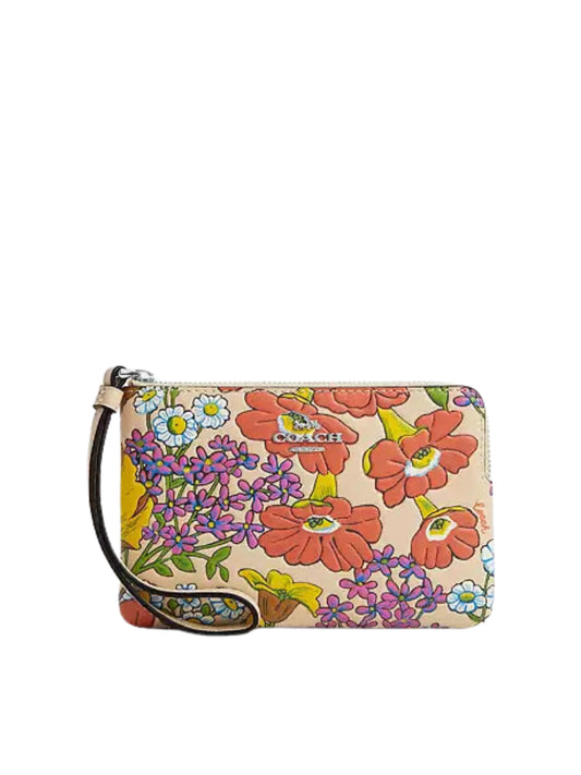 gambar-depan-Coach-Corner-Zip-Wristlet-Leather-With-Floral-Print-Ivory-Multi