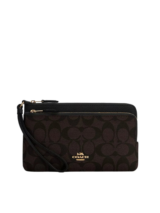 gambar-depan-Coach-Double-Zip-Wallet-In-Signature-Canvas-Brown-Black