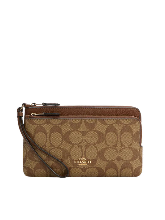 gambar-depan-Coach-Double-Zip-Wallet-In-Signature-Canvas-Brown-Khaki-saddle