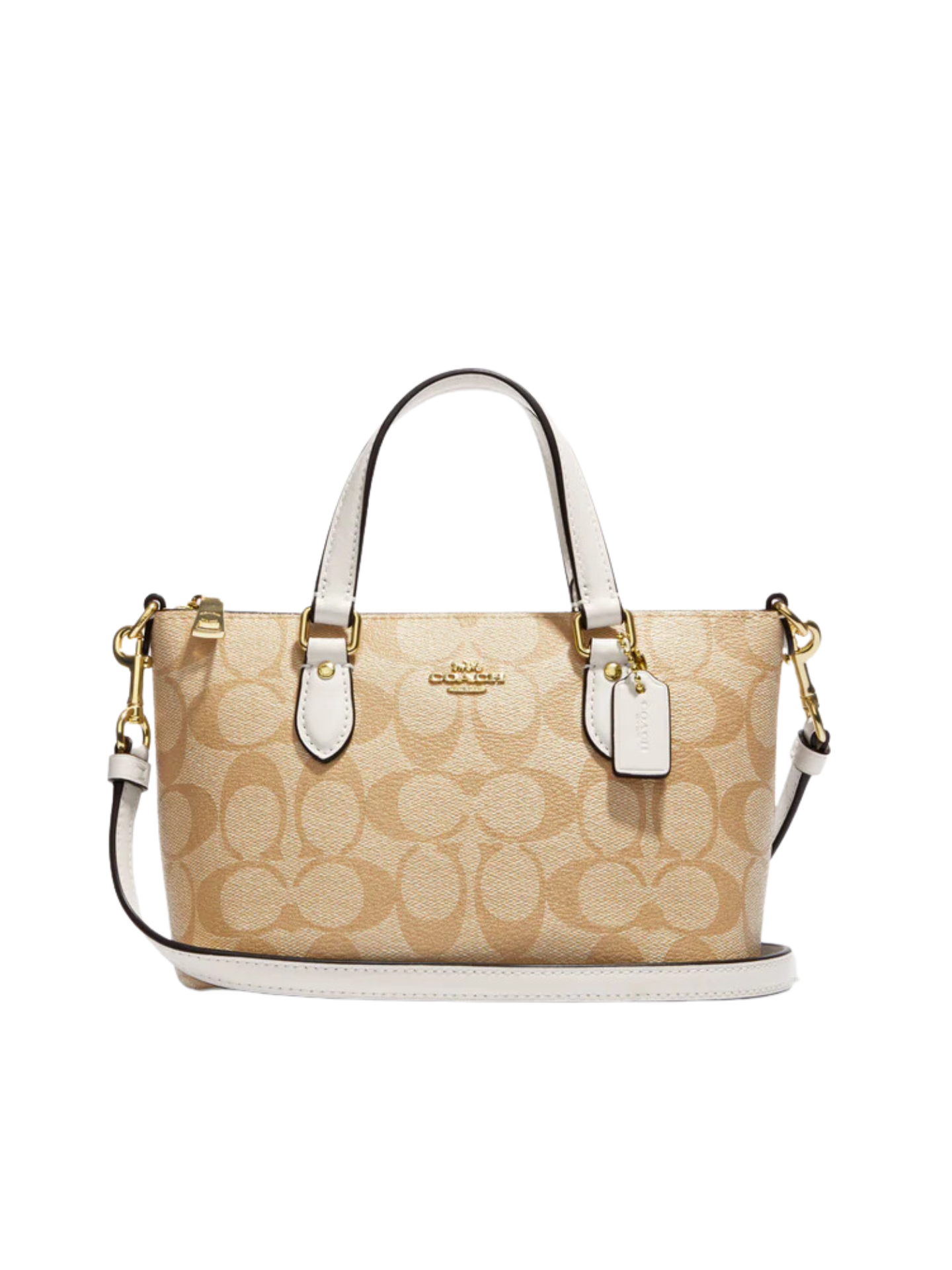 gambar-depan-Coach-Gallery-Mini-crossbody-signature-canvas-light-khaki-chalk