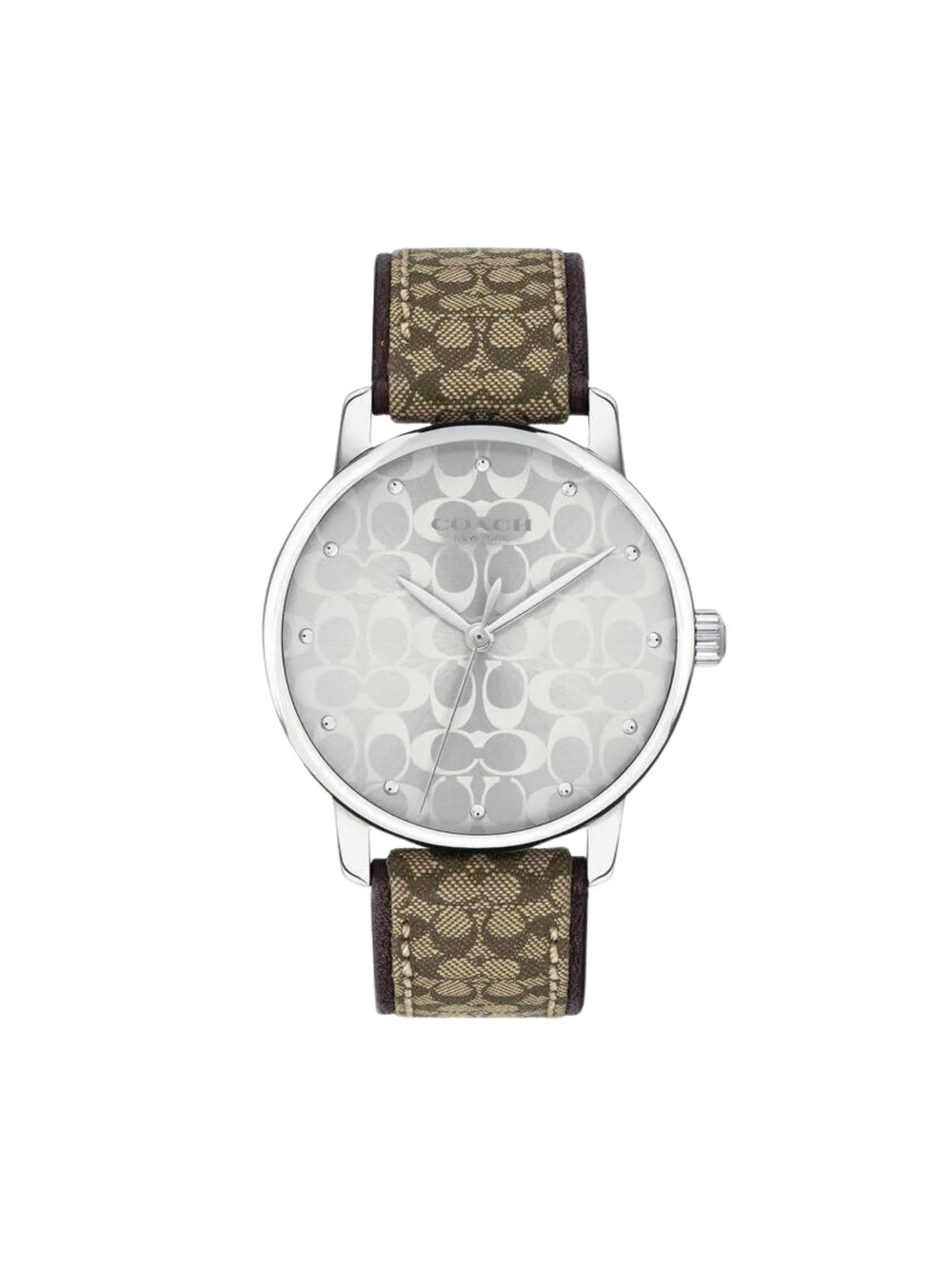 gambar-depan-Coach-Grand-Silver-Dial-Watch-Signature-Brown-Strap