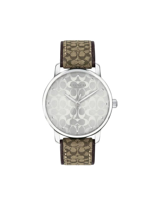 gambar-depan-Coach-Grand-Silver-Dial-Watch-Signature-Brown-Strap