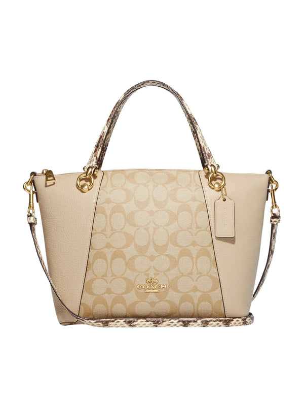gambar-depan-Coach-Kacey-Satchel-in-Signature-Canvas-with-Snake-Embossed-Light-KhakiIvory-Multi